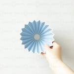【日本】Origami 摺紙濾杯 霧藍色 S號 含木座